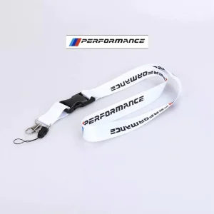 Car Key Lanyard Key Chain IDENTITY Card Holder Neck Strap For BMW m performance Accessories white